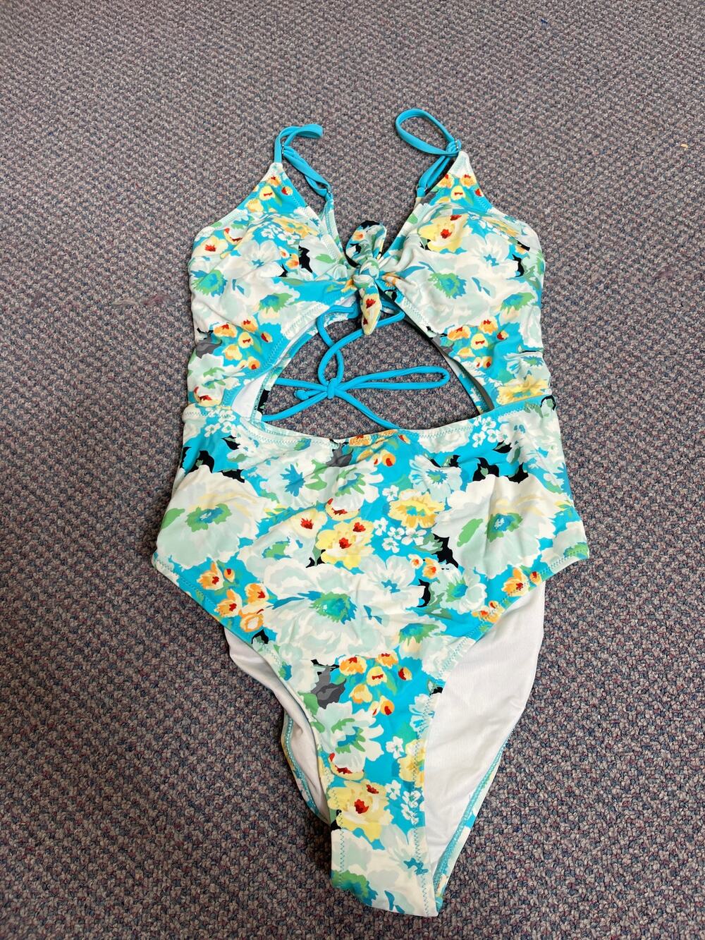 Cupshe One Piece Teal Floral size Large
